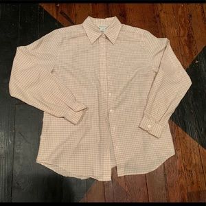 Van Heusen Cream and Grey Plaid long sleeve shirt